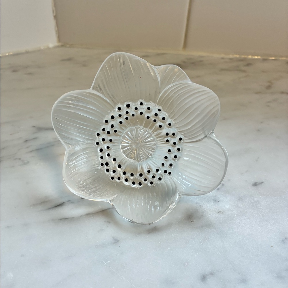 Lalique Anemone Crystal Flower Paperweight